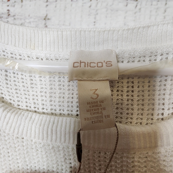 Chico's Skirt Pullover Sweater With 3/4 Sleeves in Alabaster...size 3 - Picture 4 of 10